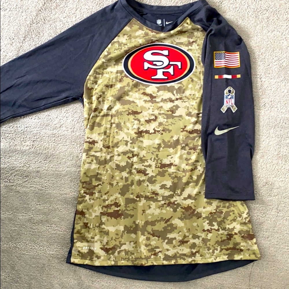 Womens S 49ers military 3/4 tshirt
